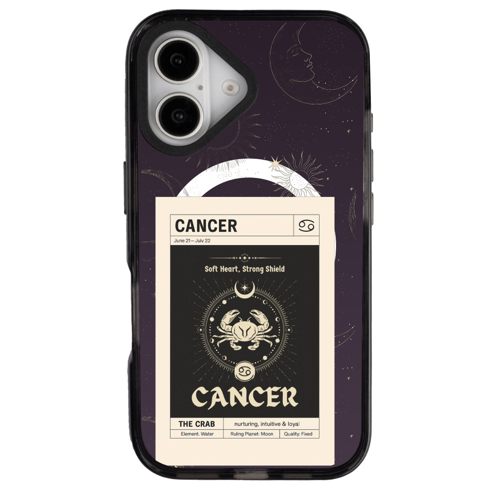 iPhone 16 Yengeç Burcu Sticker Mode Telefon Kılıfı - Cool Black