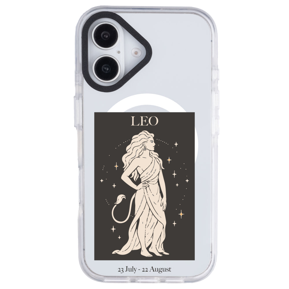 iPhone 16 Plus Aslan Burcu History of Zodiac Telefon Kılıfı - Beyaz