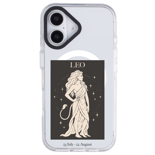 iPhone 16 Plus Aslan Burcu History of Zodiac Telefon Kılıfı - Beyaz