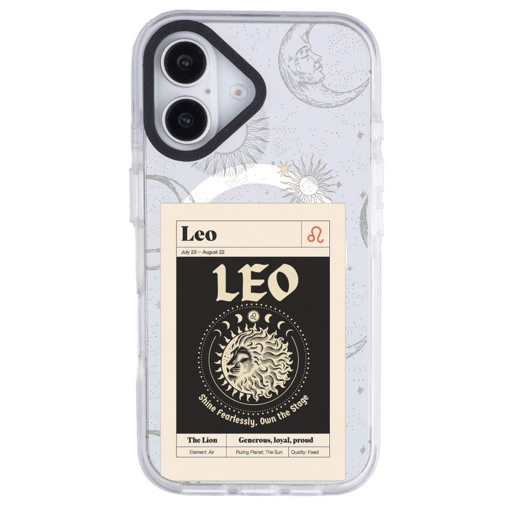 iPhone 16 Plus Aslan Burcu Sticker Mode Telefon Kılıfı - Beyaz