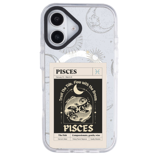 iPhone 16 Plus Balık Burcu Sticker Mode Telefon Kılıfı - Beyaz