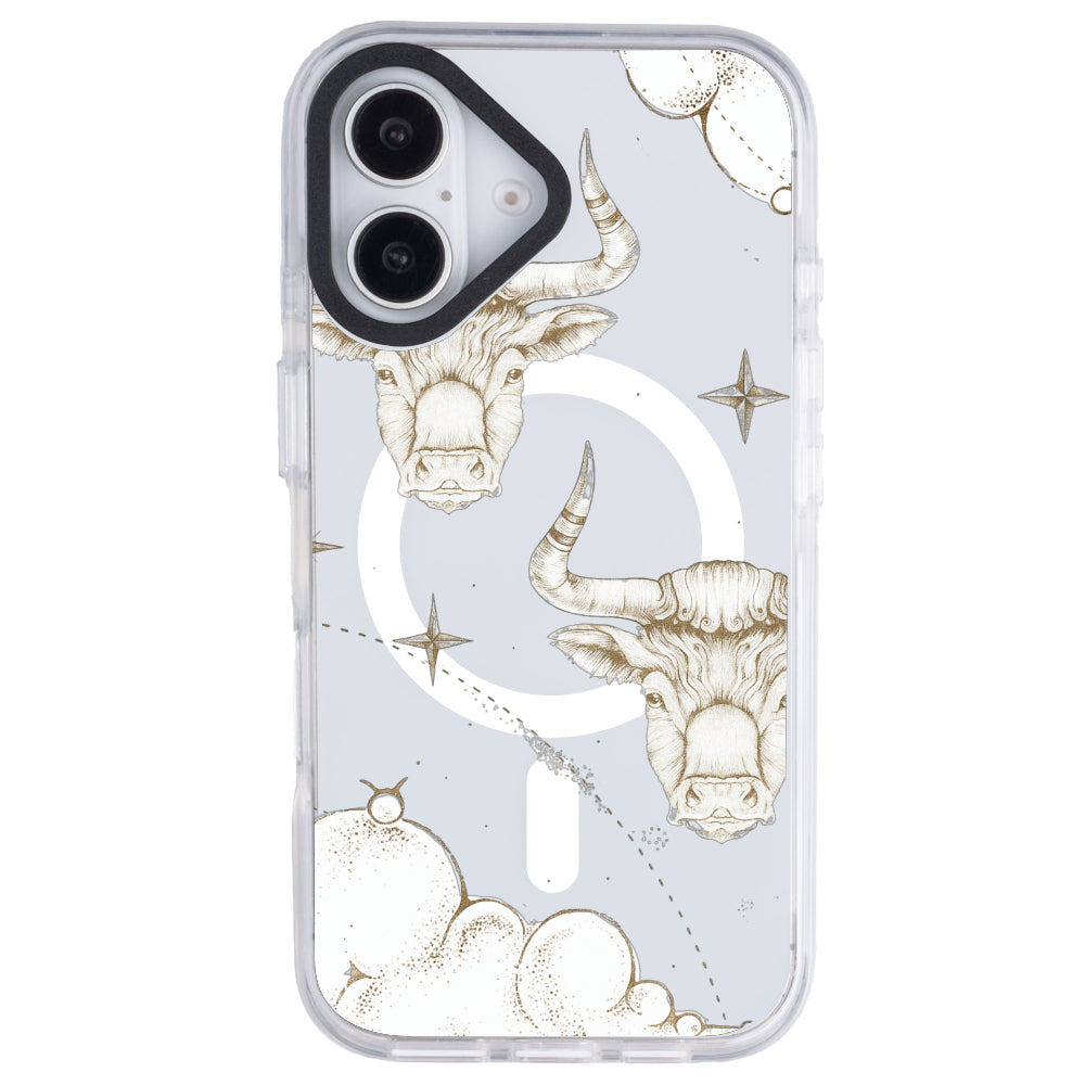 iPhone 16 Plus Boğa Burcu Soft Stars Telefon Kılıfı - Beyaz