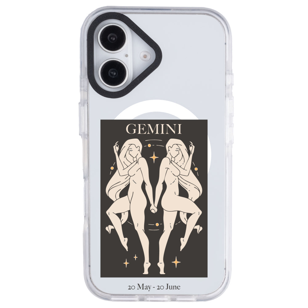 iPhone 16 Plus İkizler Burcu History of Zodiac Telefon Kılıfı - Beyaz
