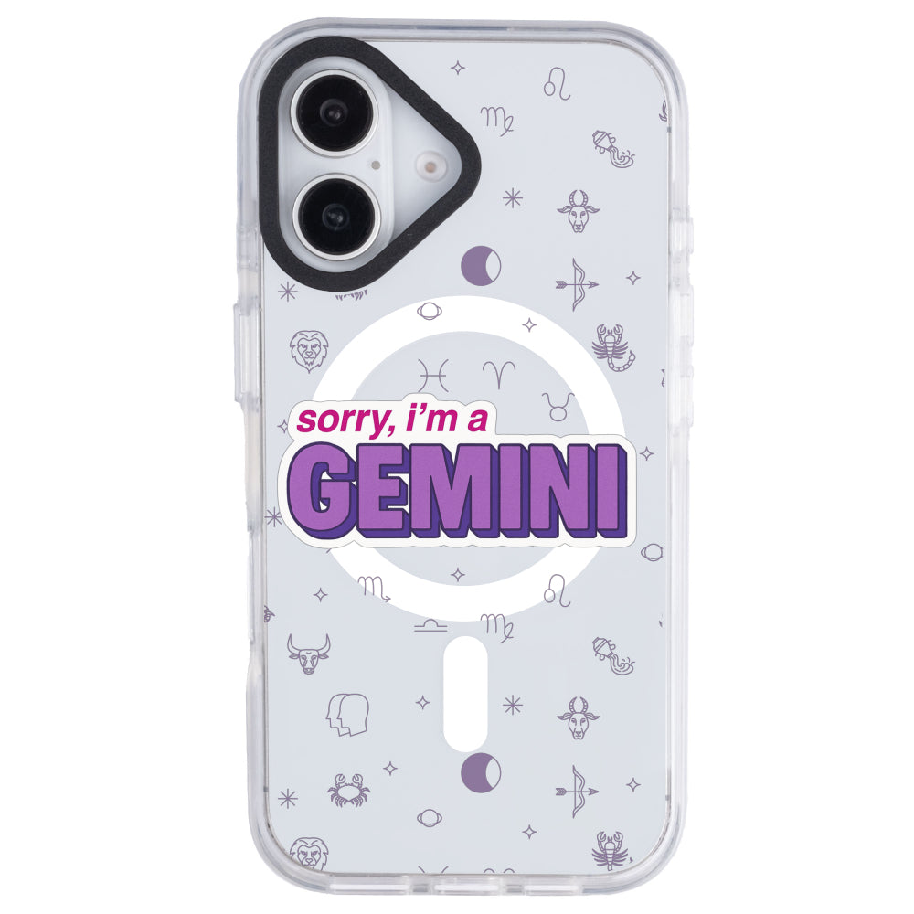 iPhone 16 Plus İkizler Burcu Sorry Zodiac Telefon Kılıfı - Beyaz