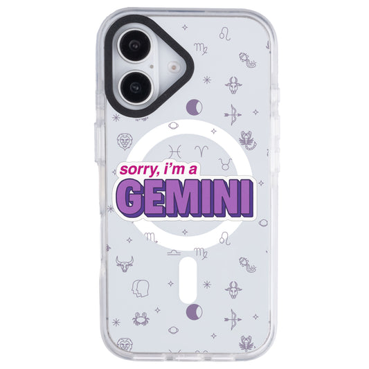iPhone 16 Plus İkizler Burcu Sorry Zodiac Telefon Kılıfı - Beyaz