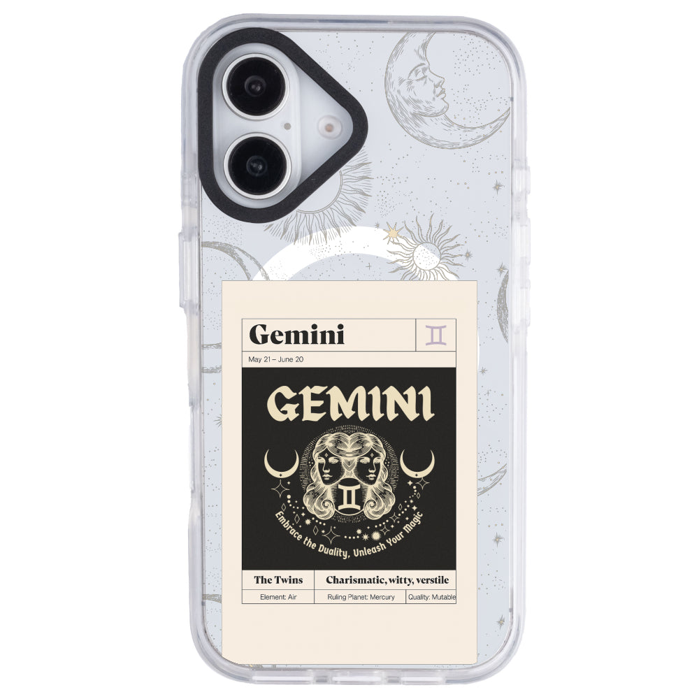 iPhone 16 Plus İkizler Burcu Sticker Mode Telefon Kılıfı - Beyaz