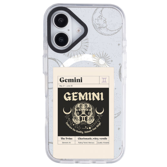 iPhone 16 Plus İkizler Burcu Sticker Mode Telefon Kılıfı - Beyaz