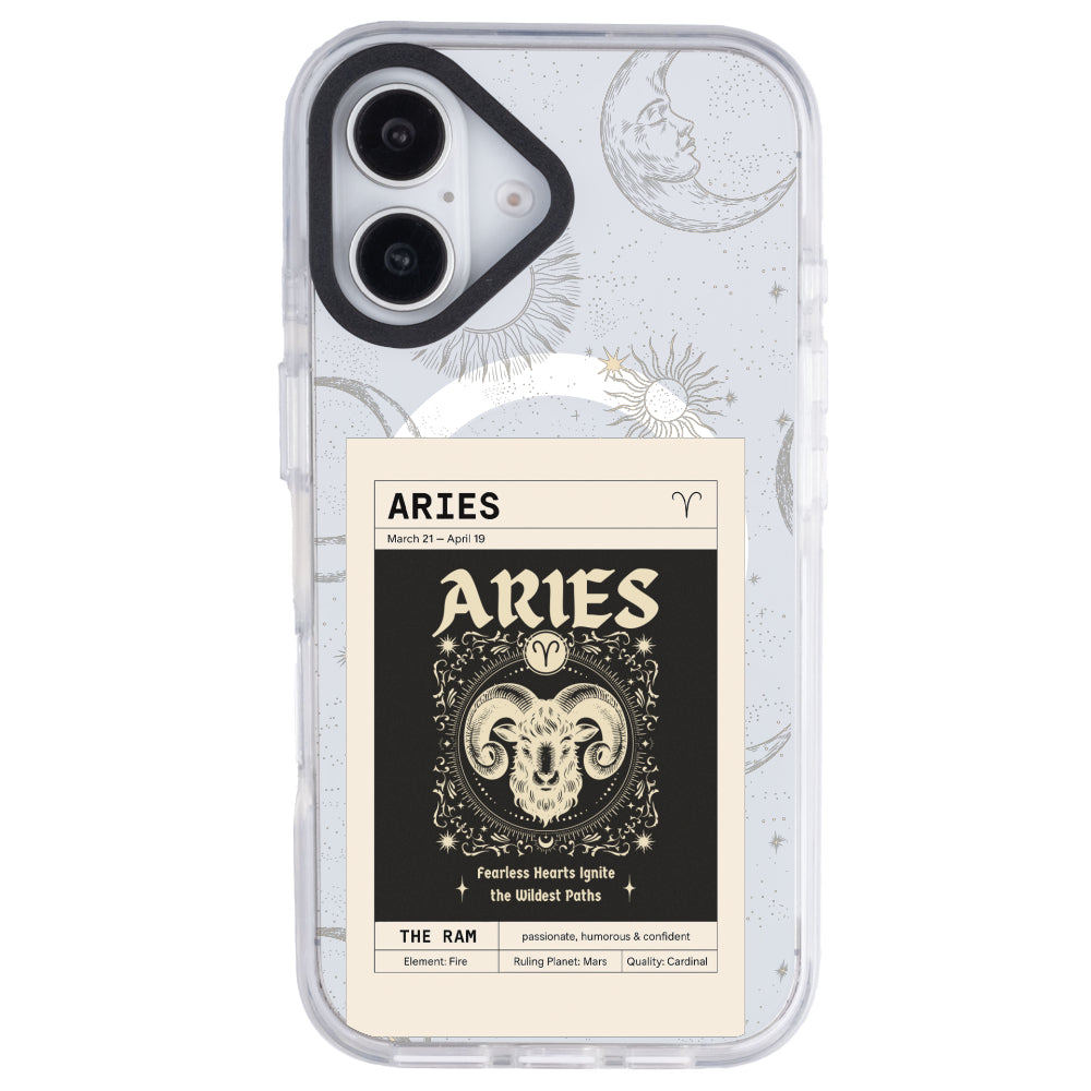 iPhone 16 Plus Koç Burcu Sticker Mode Telefon Kılıfı - Beyaz