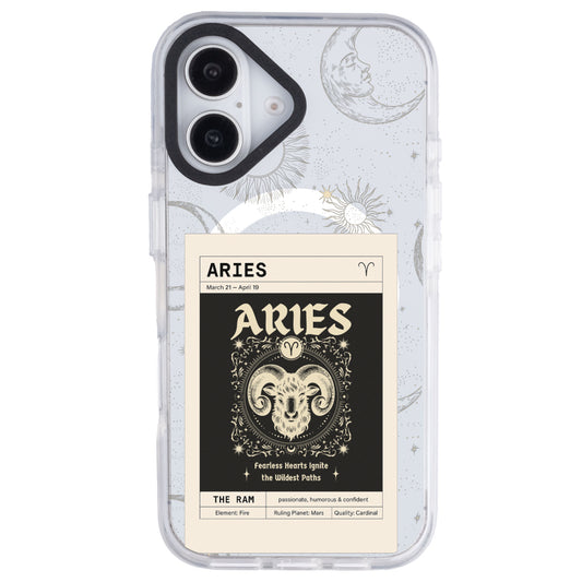 iPhone 16 Plus Koç Burcu Sticker Mode Telefon Kılıfı - Beyaz