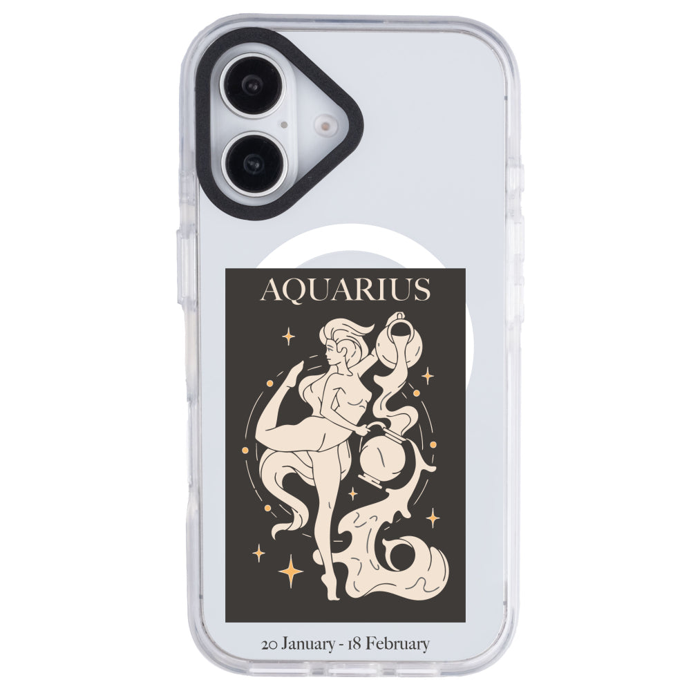iPhone 16 Plus Kova Burcu History of Zodiac Telefon Kılıfı - Beyaz