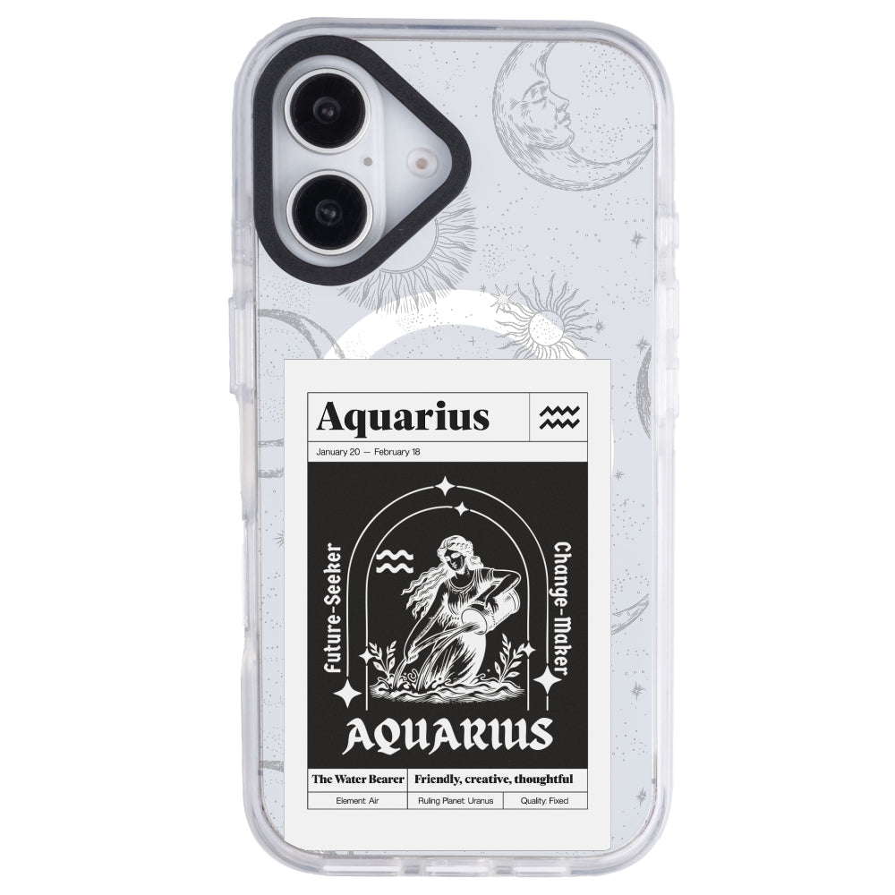 iPhone 16 Plus Kova Burcu Sticker Mode Telefon Kılıfı - Beyaz