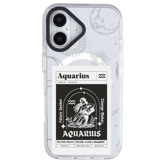iPhone 16 Plus Kova Burcu Sticker Mode Telefon Kılıfı - Beyaz