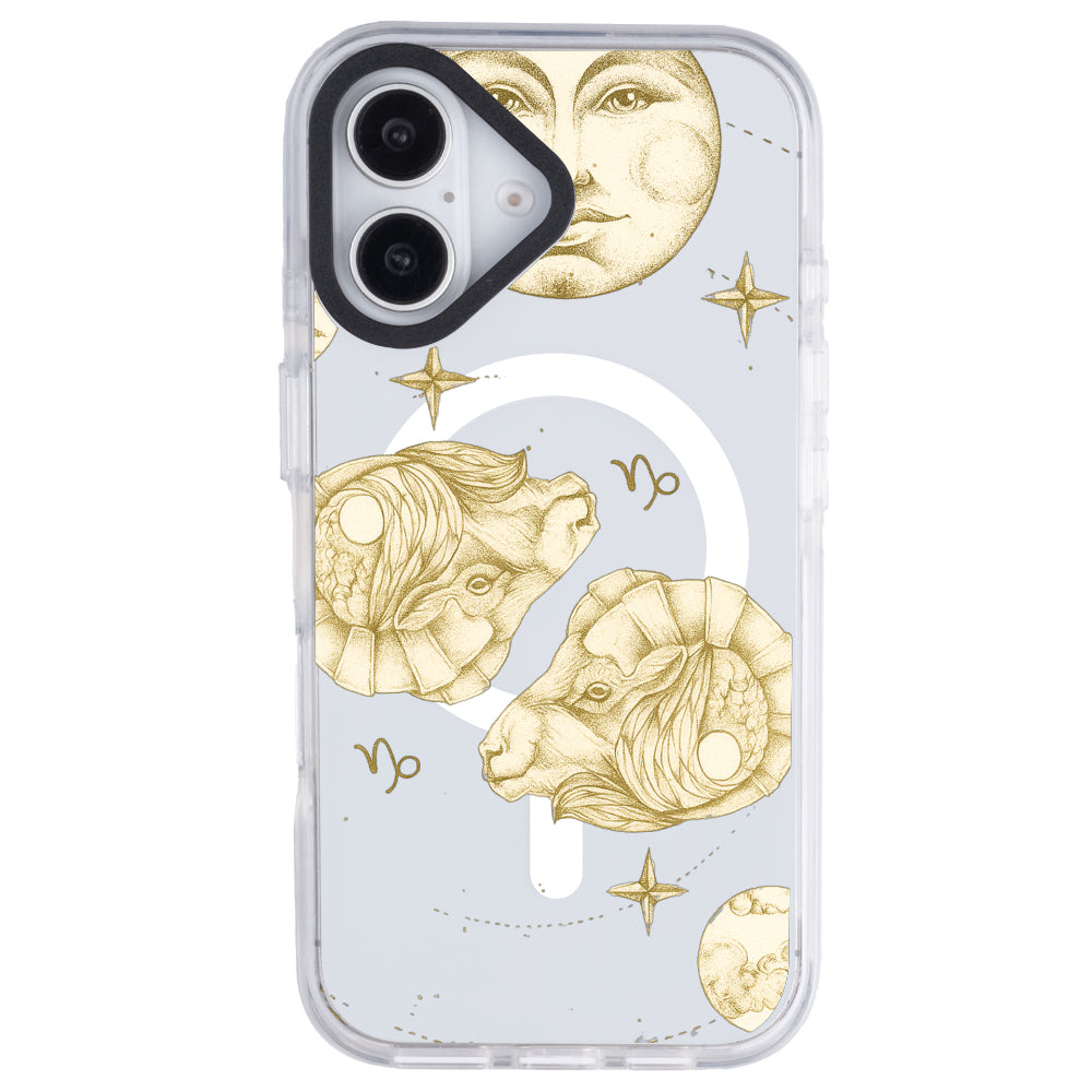 iPhone 16 Plus Oğlak Burcu Soft Stars Telefon Kılıfı - Beyaz