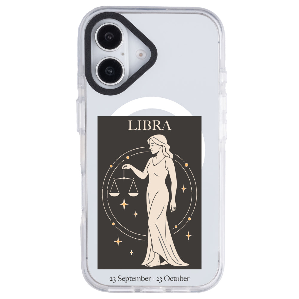 iPhone 16 Plus Terazi Burcu History of Zodiac Telefon Kılıfı - Beyaz