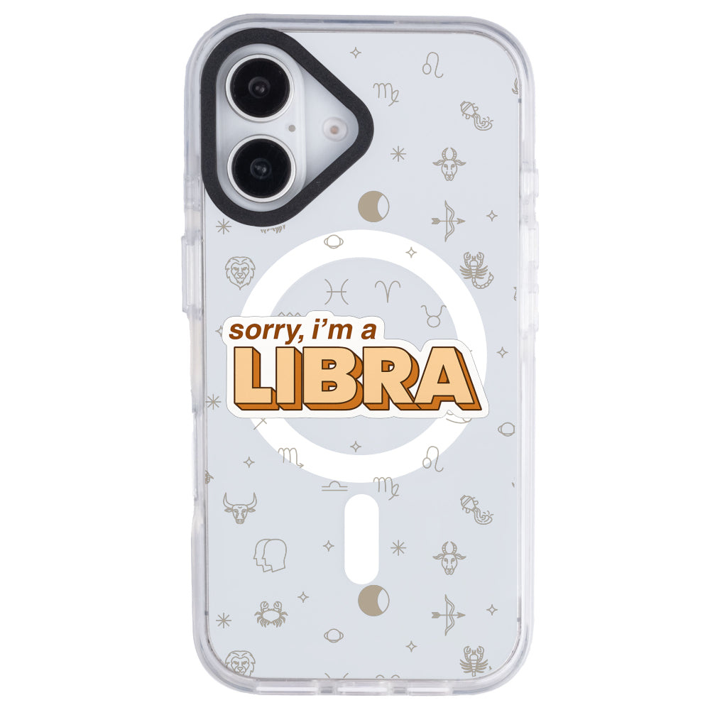 iPhone 16 Plus Terazi Burcu Sorry Zodiac Telefon Kılıfı - Beyaz