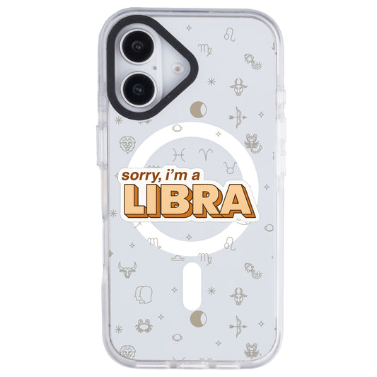 iPhone 16 Plus Terazi Burcu Sorry Zodiac Telefon Kılıfı - Beyaz