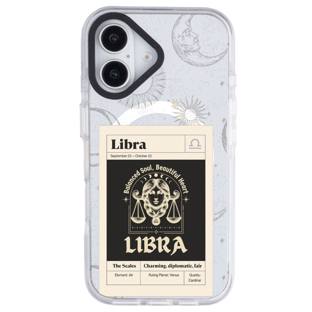 iPhone 16 Plus Terazi Burcu Sticker Mode Telefon Kılıfı - Beyaz