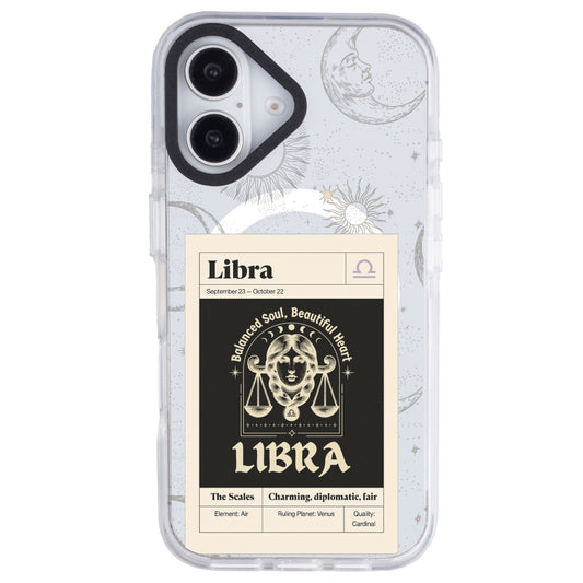 iPhone 16 Plus Terazi Burcu Sticker Mode Telefon Kılıfı - Beyaz