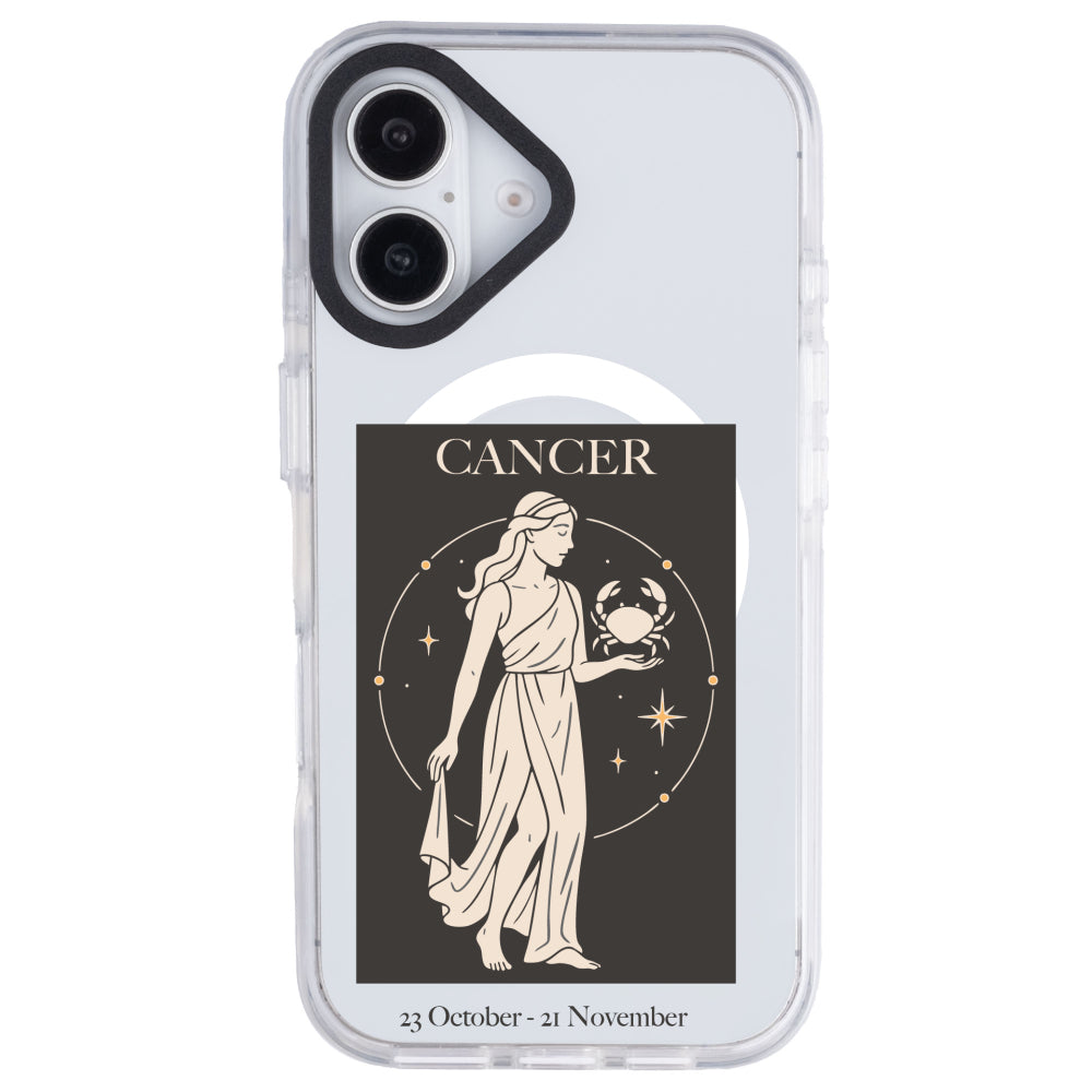 iPhone 16 Plus Yengeç Burcu History of Zodiac Telefon Kılıfı - Beyaz