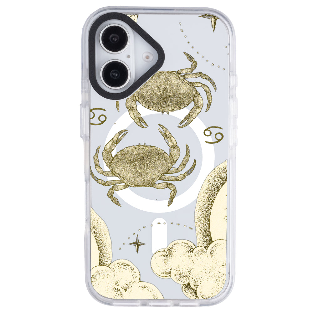 iPhone 16 Plus Yengeç Burcu Soft Stars Telefon Kılıfı - Beyaz