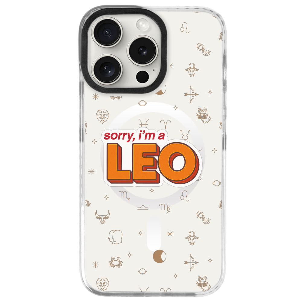 iPhone 16 Pro Aslan Burcu Sorry Zodiac Telefon Kılıfı - Beyaz