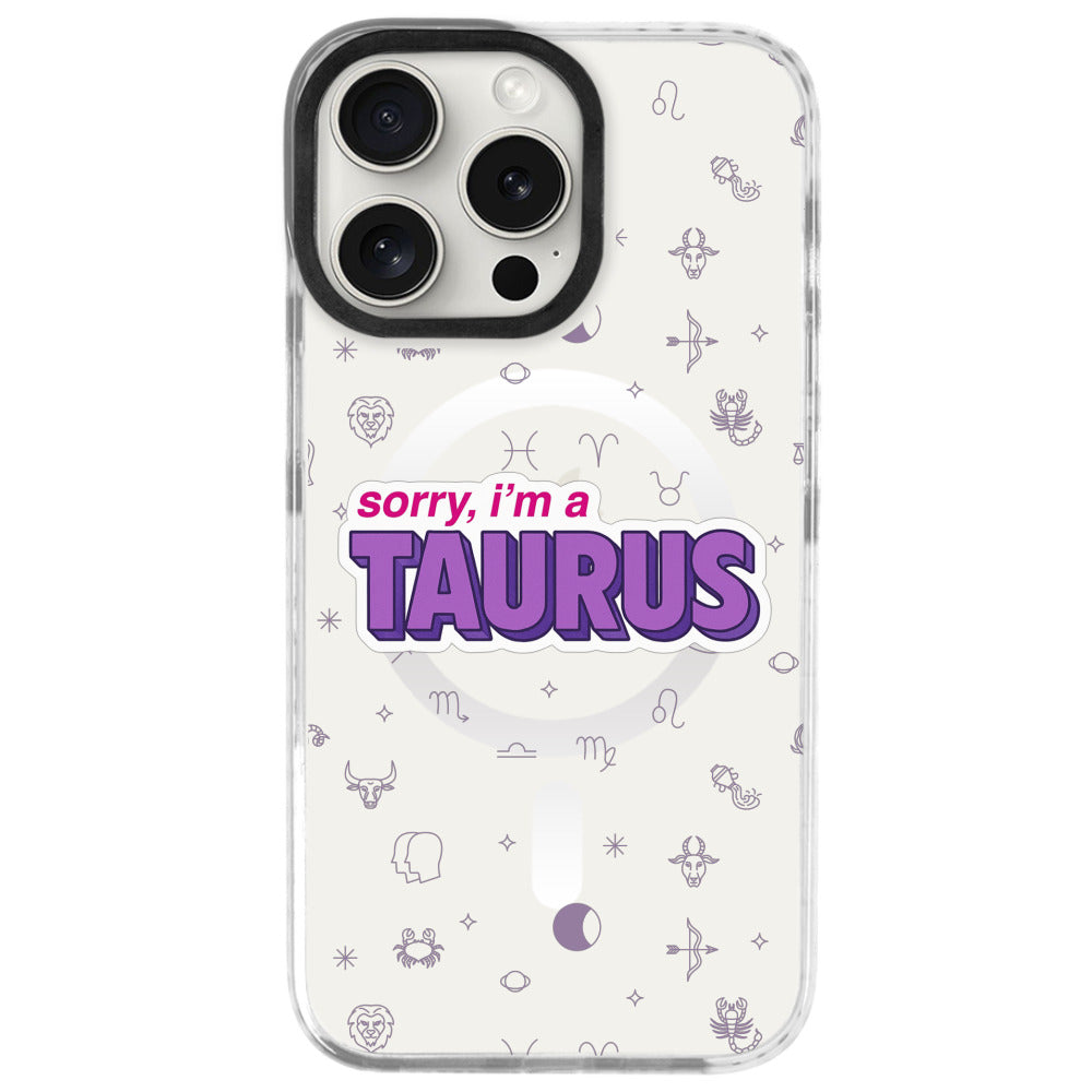 iPhone 16 Pro Boğa Burcu Sorry Zodiac Telefon Kılıfı - Beyaz
