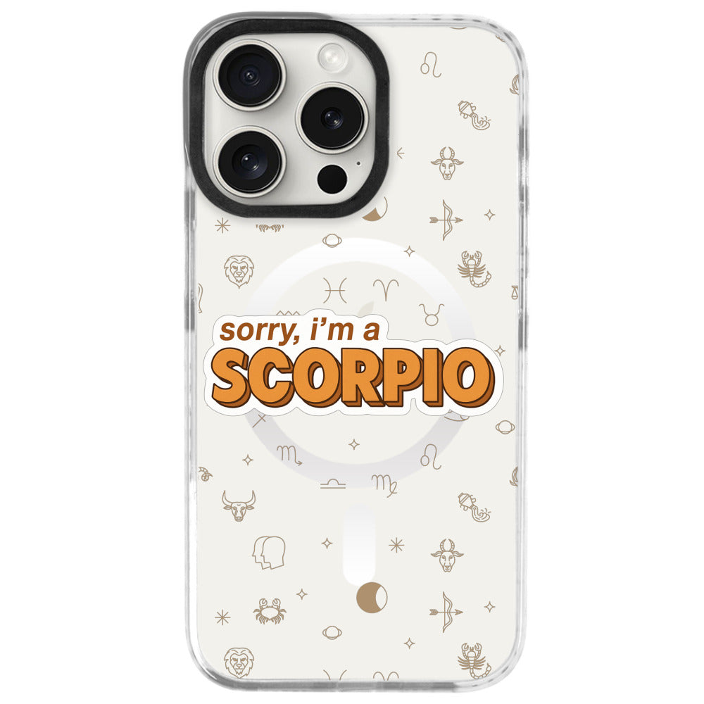 iPhone 16 Pro Max Akrep Burcu Sorry Zodiac Telefon Kılıfı - Beyaz