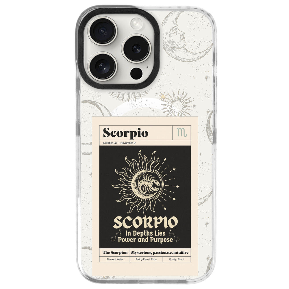 iPhone 16 Pro Max Akrep Burcu Sticker Mode Telefon Kılıfı - Beyaz