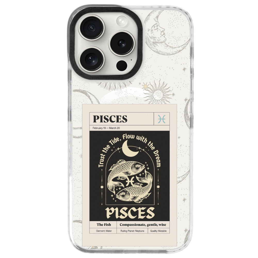 iPhone 16 Pro Max Balık Burcu Sticker Mode Telefon Kılıfı - Beyaz