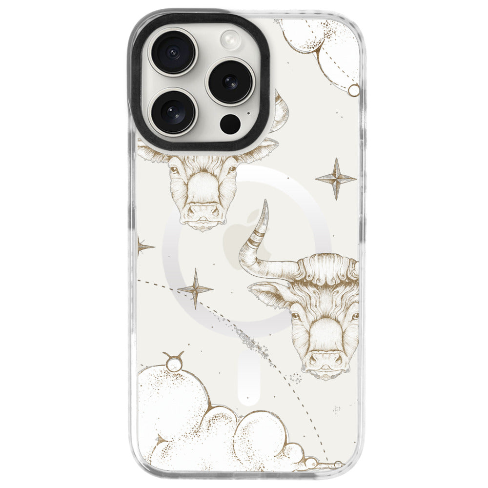 iPhone 16 Pro Max Boğa Burcu Soft Stars Telefon Kılıfı - Beyaz