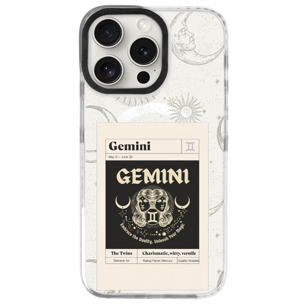 iPhone 16 Pro Max İkizler Burcu Sticker Mode Telefon Kılıfı - Beyaz