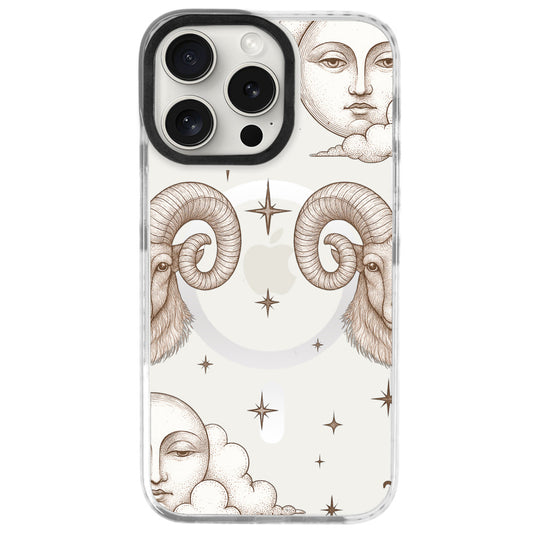 iPhone 16 Pro Max Koç Burcu Soft Stars Telefon Kılıfı - Beyaz