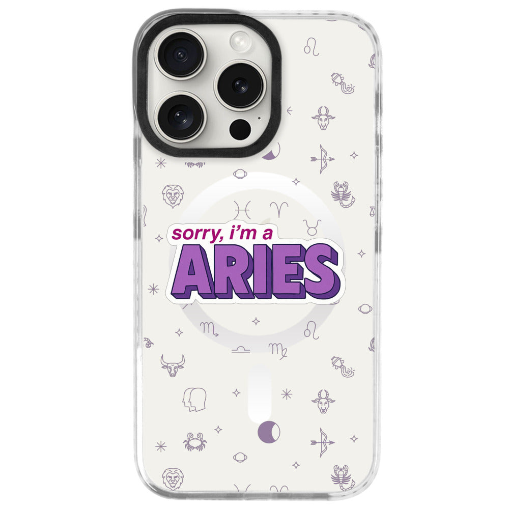 iPhone 16 Pro Max Koç Burcu Sorry Zodiac Telefon Kılıfı - Beyaz