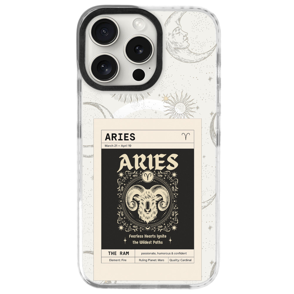 iPhone 16 Pro Max Koç Burcu Sticker Mode Telefon Kılıfı - Beyaz