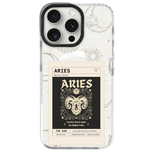 iPhone 16 Pro Max Koç Burcu Sticker Mode Telefon Kılıfı - Beyaz