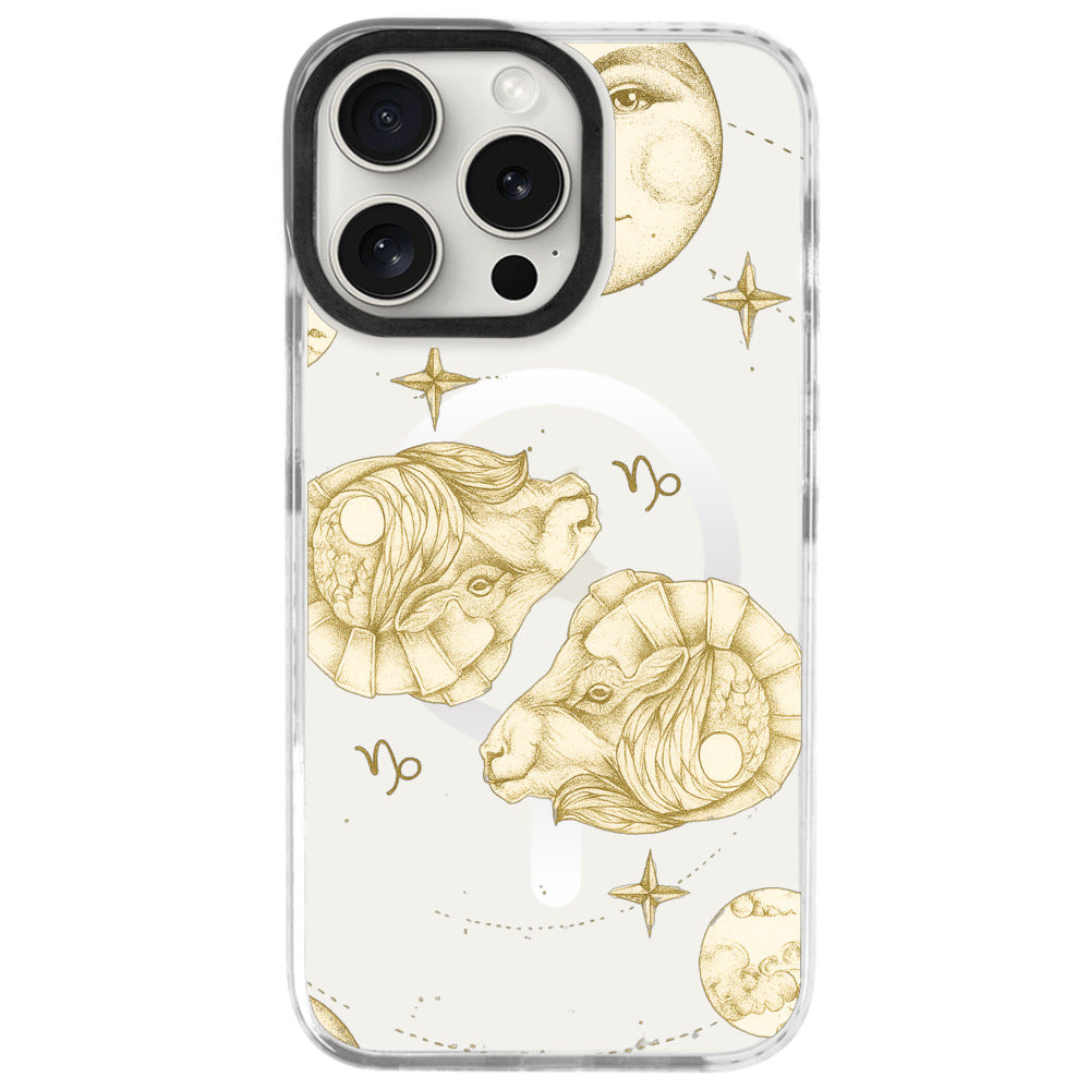 iPhone 16 Pro Max Oğlak Burcu Soft Stars Telefon Kılıfı - Beyaz