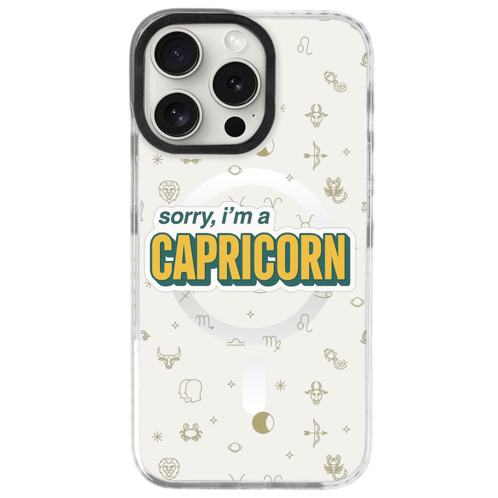 iPhone 16 Pro Max Oğlak Burcu Sorry Zodiac Telefon Kılıfı - Beyaz