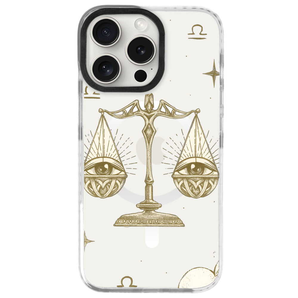 iPhone 16 Pro Max Terazi Burcu Soft Stars Telefon Kılıfı - Beyaz