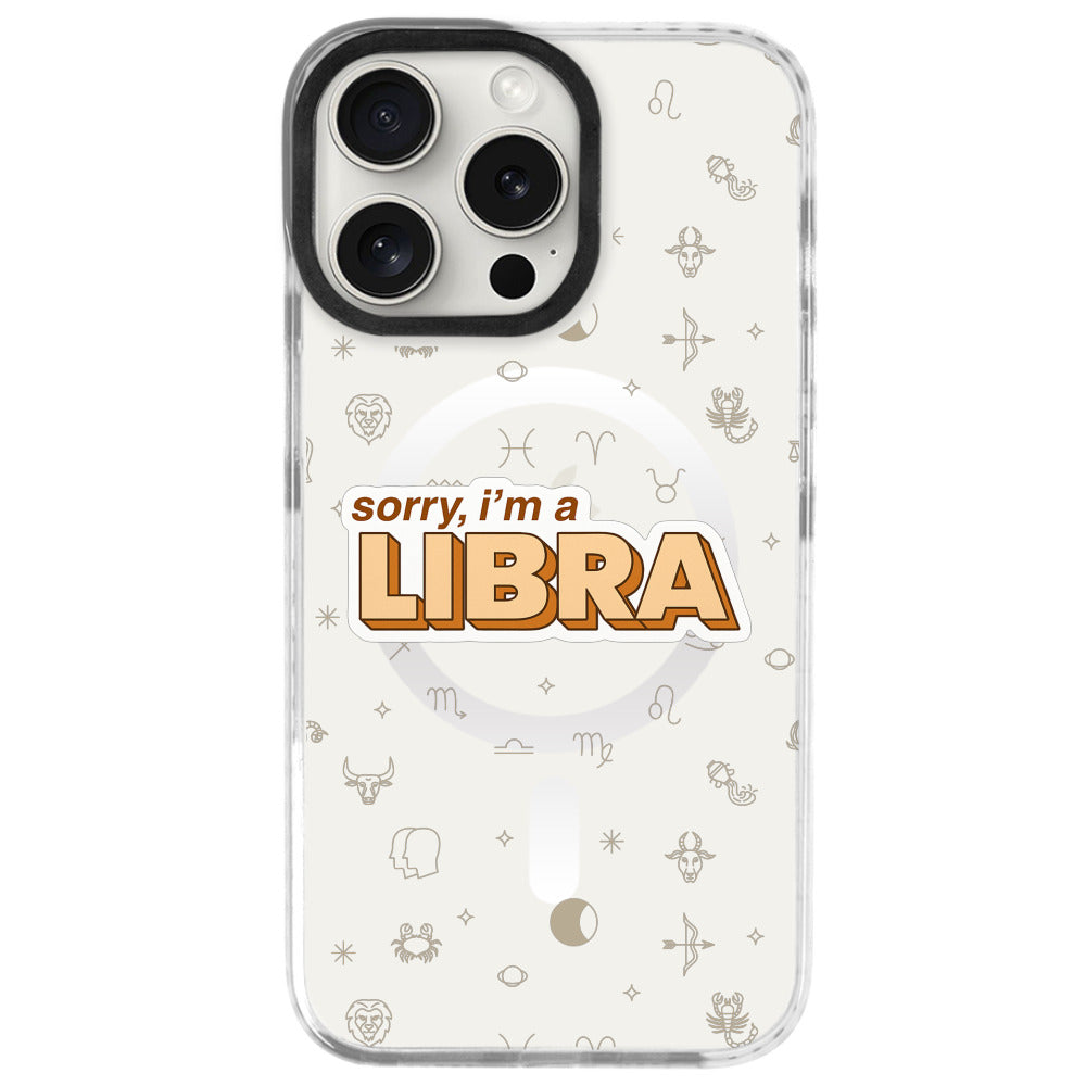 iPhone 16 Pro Max Terazi Burcu Sorry Zodiac Telefon Kılıfı - Beyaz