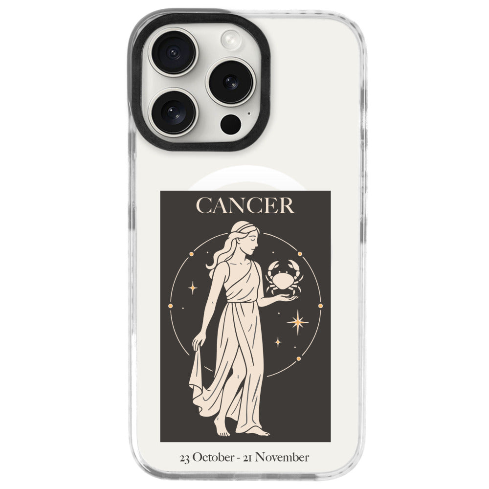 iPhone 16 Pro Max Yengeç Burcu History of Zodiac Telefon Kılıfı - Beyaz