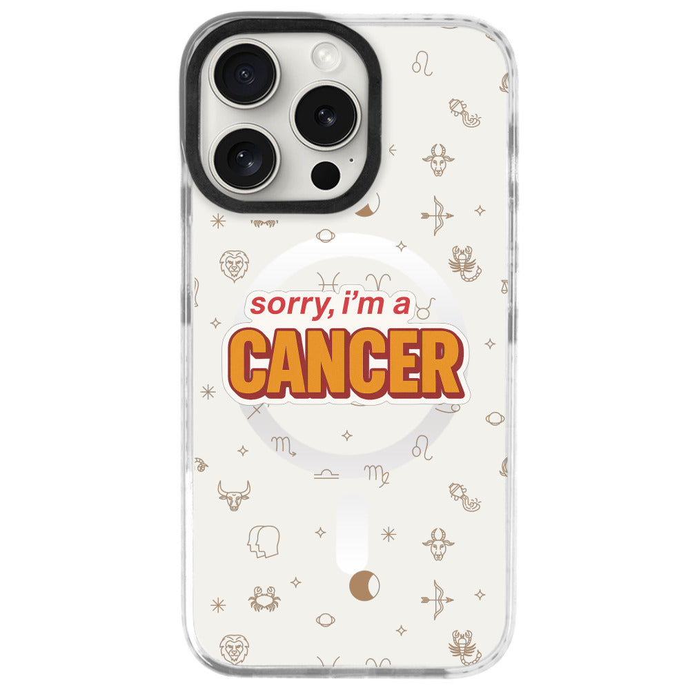 iPhone 16 Pro Max Yengeç Burcu Sorry Zodiac Telefon Kılıfı - Beyaz