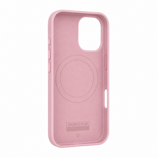iPhone 17 Gizli Magsafeli Vegan Deri Telefon Kılıfı - Pembe