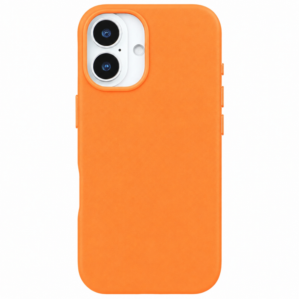 iPhone 17 Gizli Magsafeli Vegan Deri Telefon Kılıfı - Turuncu