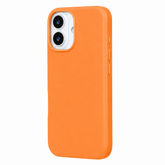 iPhone 17 Gizli Magsafeli Vegan Deri Telefon Kılıfı - Turuncu