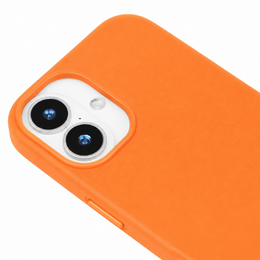 iPhone 17 Gizli Magsafeli Vegan Deri Telefon Kılıfı - Turuncu