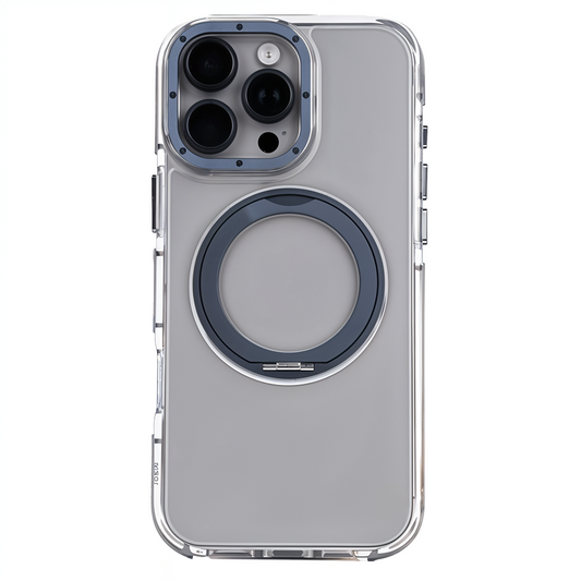 iPhone 14 Pro Metal Standlı Telefon Kılıfı Gri