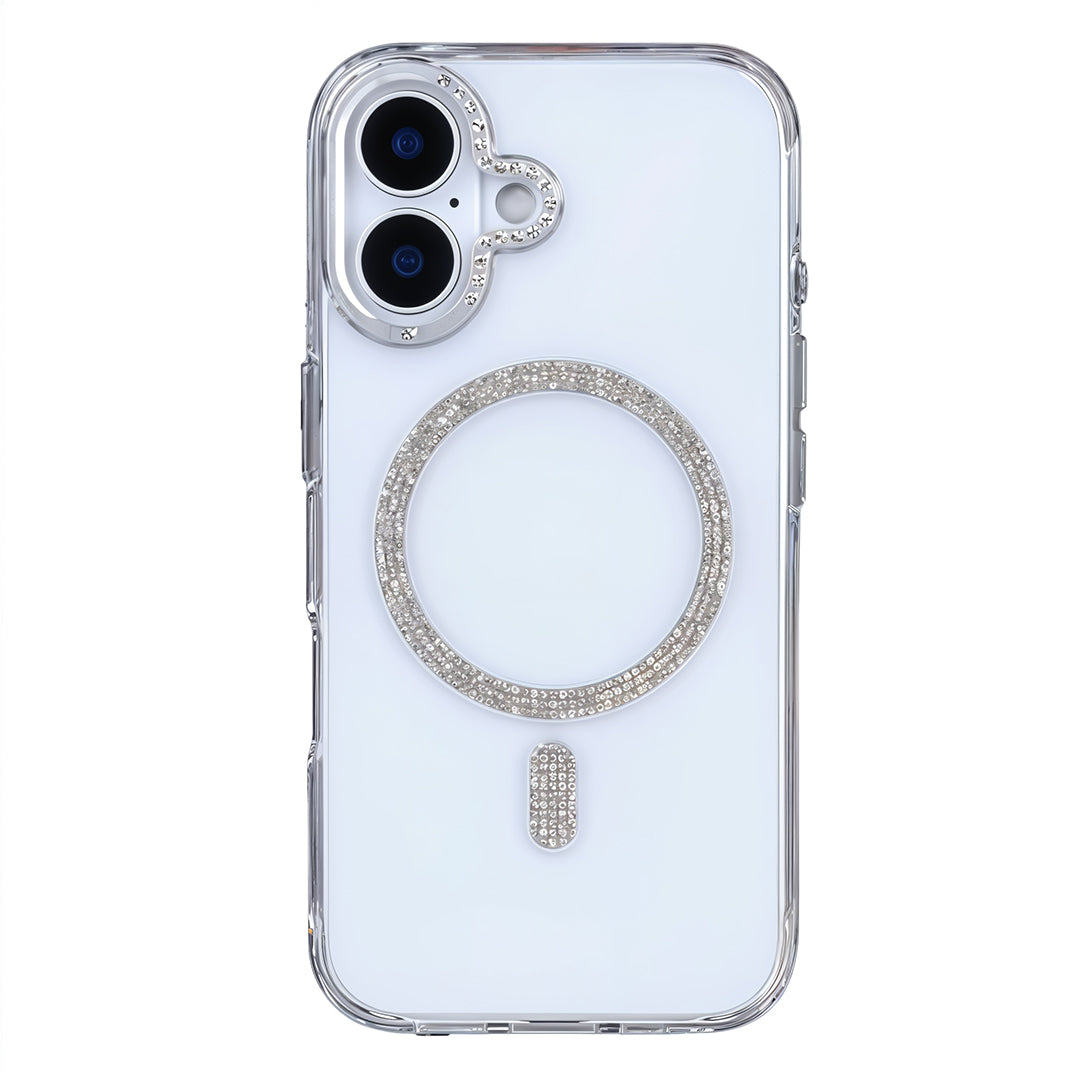iPhone 16 Shiny Transparent Magsafe Telefon Kılıfı Beyaz