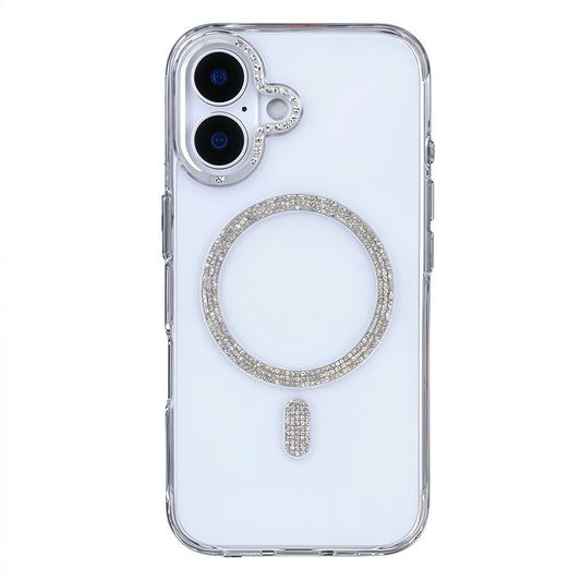 iPhone 16 Plus Shiny Transparent Magsafe Telefon Kılıfı Beyaz
