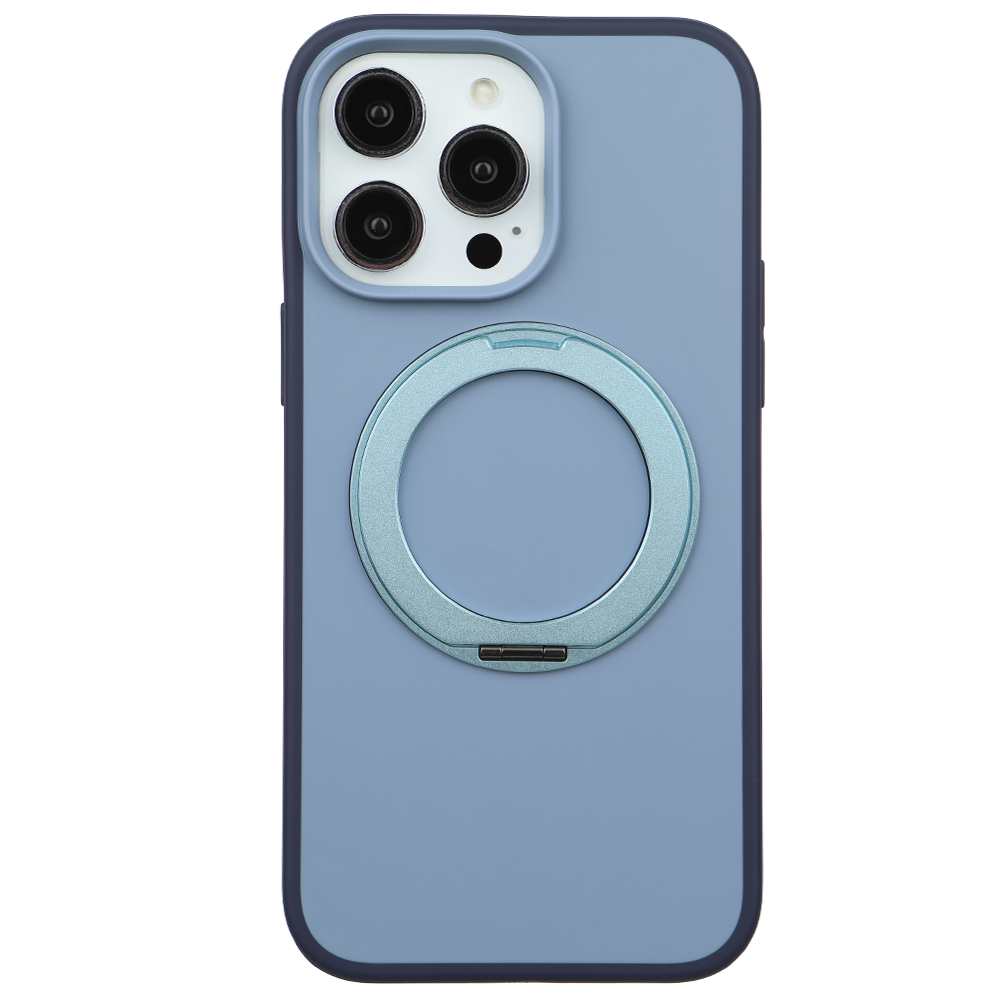 Apple iPhone 15 Pro Max Magsafe Premium Standlı Fonksiyonel Telefon Kılıfı Mavi