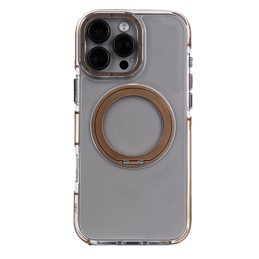 iPhone 14 Pro Metal Standlı Telefon Kılıfı Kahve